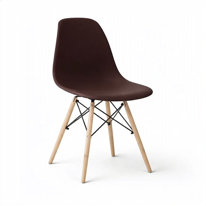 housse de chaise scandinave en tissu manuella marron vue 360°