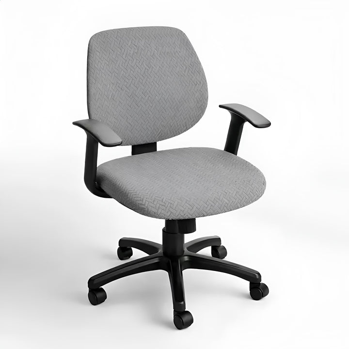 Housse de chaise de bureau en jacquard effet tressé Teresa de couleur gris clair vue 360°