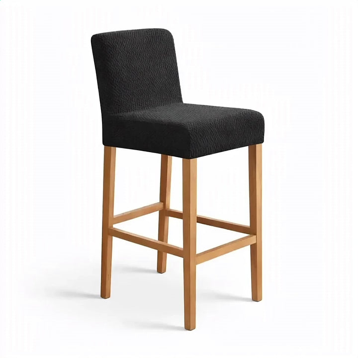 housse de chaise de bar en jacquard effet tresse coralie noir vue 360°